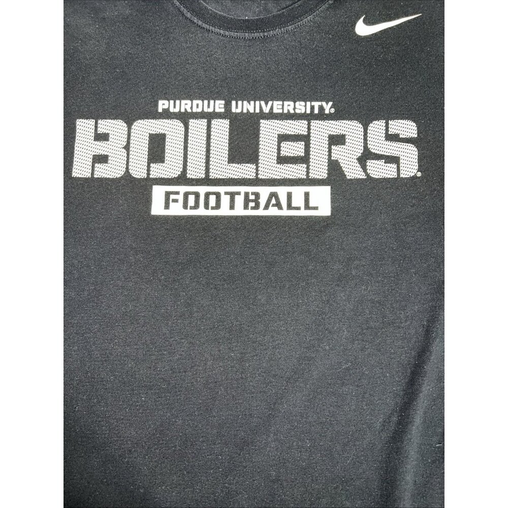Nike‎ Purdue Boilermakers Shirt Men's Sz L Swoosh Logo P Arm Logo Black Football